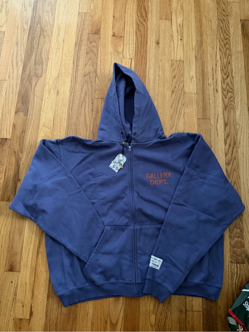 Gallery Dept Purple Zip Front Hoodie with Orange Logo